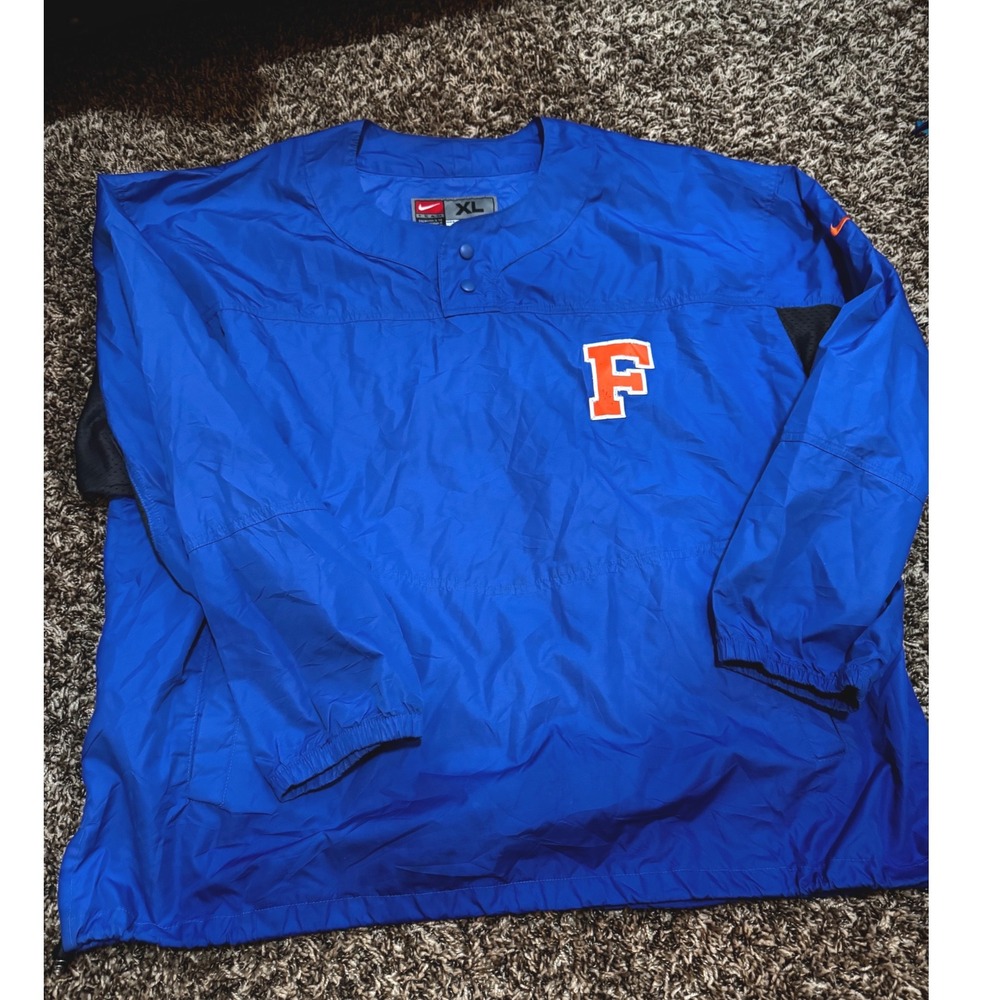 Nike Team Florida Gators Men XL Blue Windbreaker Pullover Jacket Vintage Style